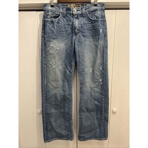 BKE Jeans Mens 32x32 Blue Marshall Wide Leg Baggy Relaxed Buckle Faded Med Wash